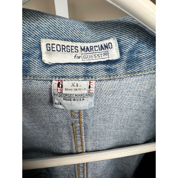 Vintage Georges Marciano for Guess Denim Jacket XL Blue Acid Wash Trucker 80/90s - Picture 3 of 7